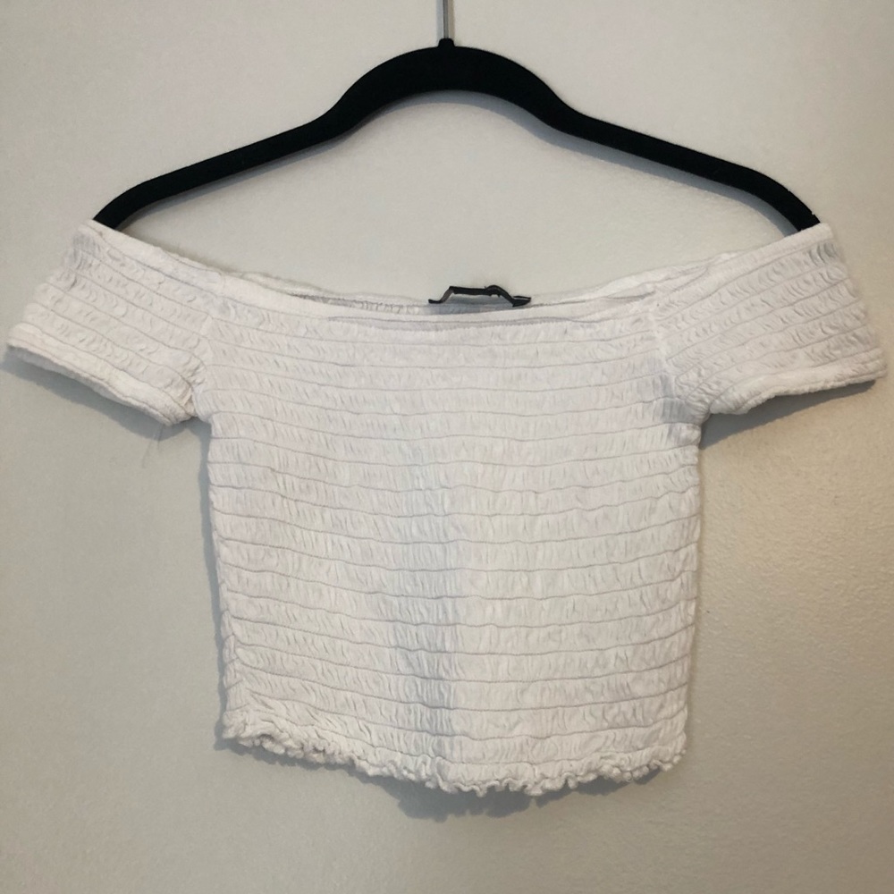 White Smocked Crop Top
